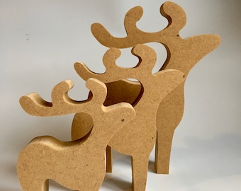 Reindeer, Stag, freestanding MDF blank, craft blanks, handcut craft supplies, christmas blanks, craft shapes, 12cm, 15cm, 20cm