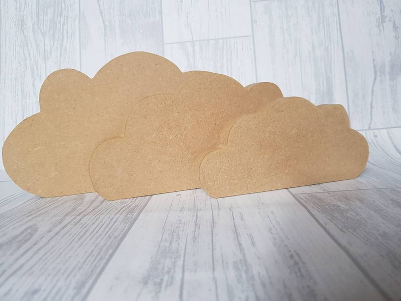 Cloud, set of freestanding cloud MDF blank, craft blanks, handcut craft supplies, wooden shapes, nursery, bedroom decor image 4