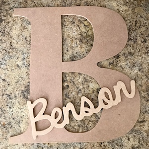 extra large personalised name and  letters. 20cm, 30cm, 40cm, 50cm, 60cm personalised, cursive letter, 3mm mdf - "Georgia font”
