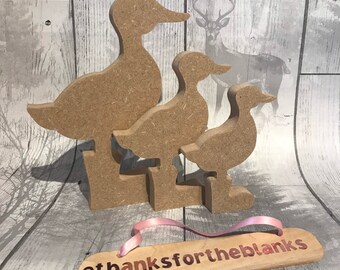 Duck, wellies, duck family freestanding MDF blank, craft blanks, handcut craft supplies, spring blanks, craft shapes, Set of 3