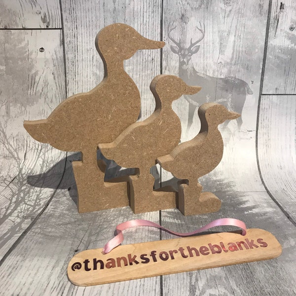 Duck, wellies, duck family freestanding MDF blank, craft blanks, handcut craft supplies, spring blanks, craft shapes, Set of 3