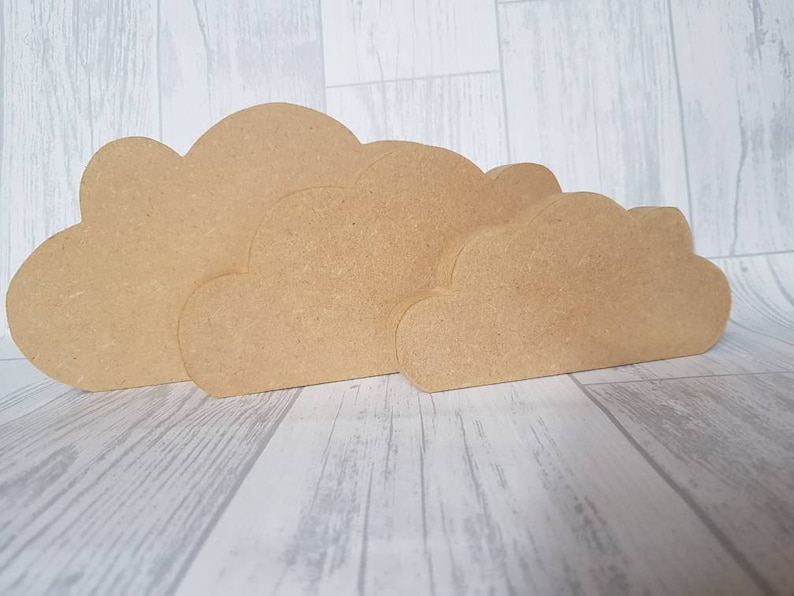 Cloud, set of freestanding cloud MDF blank, craft blanks, handcut craft supplies, wooden shapes, nursery, bedroom decor image 5