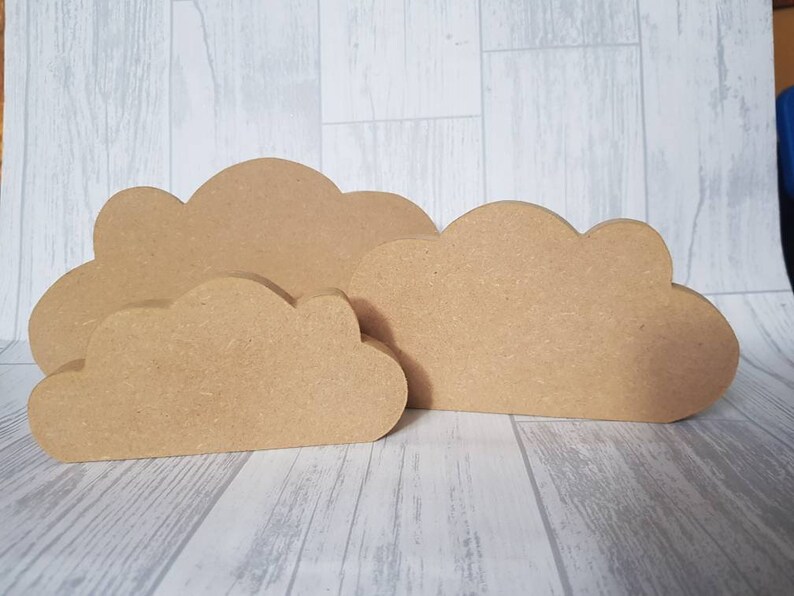 Cloud, set of freestanding cloud MDF blank, craft blanks, handcut craft supplies, wooden shapes, nursery, bedroom decor image 2
