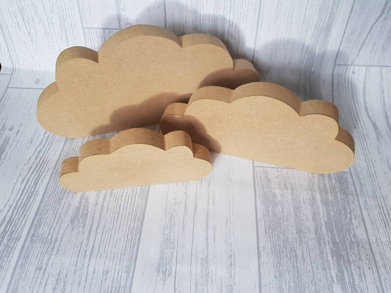 Cloud, set of freestanding cloud MDF blank, craft blanks, handcut craft supplies, wooden shapes, nursery, bedroom decor image 8