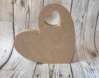 Heart, Heart hole, freestanding MDF blank, craft blanks, handcut craft supplies, craft shapes, 15cm, valentines, Mother’s Day, wedding