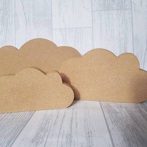 Cloud, set of freestanding cloud MDF blank, craft blanks, handcut craft supplies, wooden shapes, nursery, bedroom decor image 1
