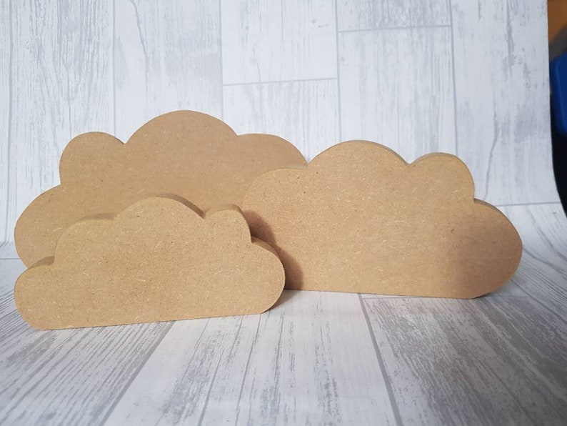 Cloud, set of freestanding cloud MDF blank, craft blanks, handcut craft supplies, wooden shapes, nursery, bedroom decor image 1