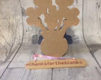 Flowers, Vase, Mother’s Day, freestanding MDF blank, craft blanks, handcut craft supplies, valentines blanks, craft shapes, 20cm tall