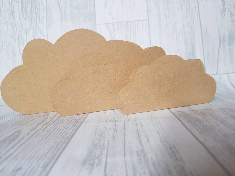 Cloud, set of freestanding cloud MDF blank, craft blanks, handcut craft supplies, wooden shapes, nursery, bedroom decor image 3