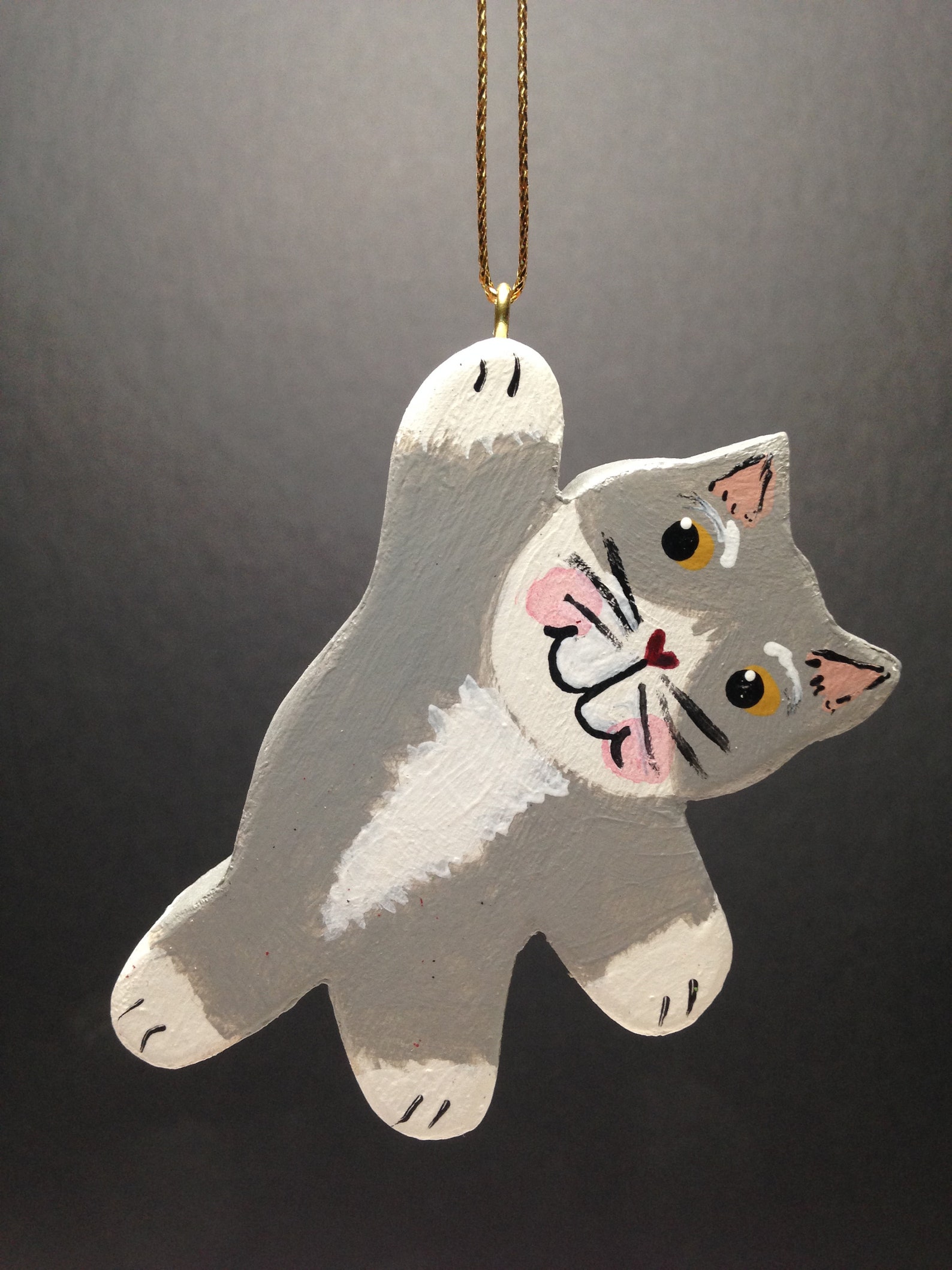 Wooden Ornament Hanging Kitty Cat Christmas Decor Etsy