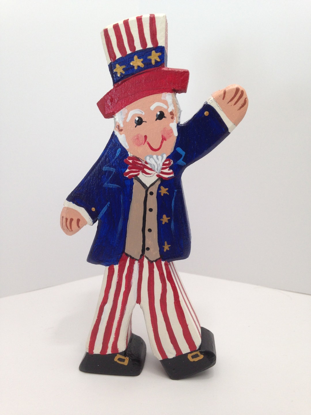 Waving Wooden Uncle Sam Americana Decorations Holiday Decor Etsy