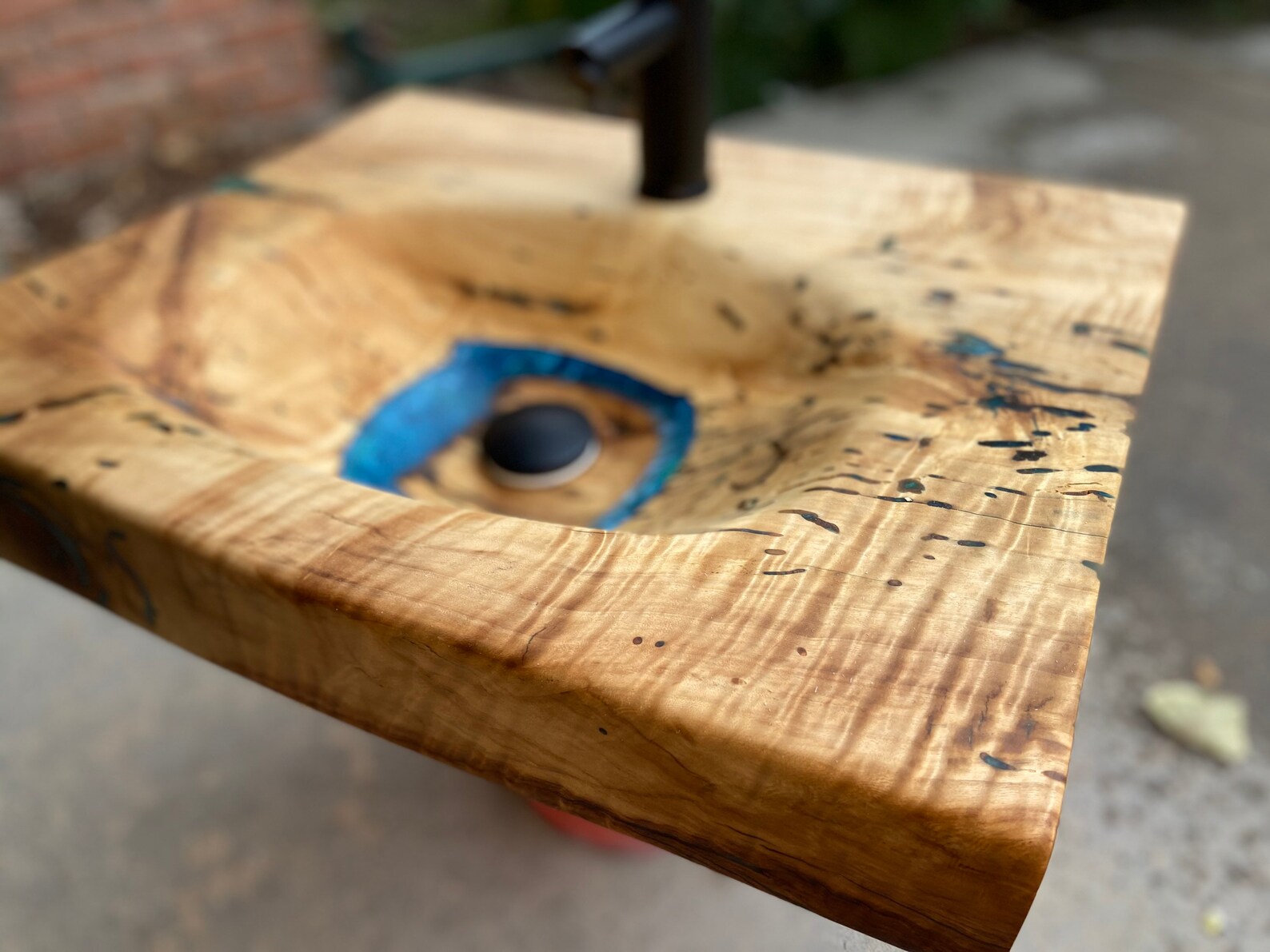 CustomMade Maple Wood & Epoxy Resin Colored Bathroom Sink Etsy