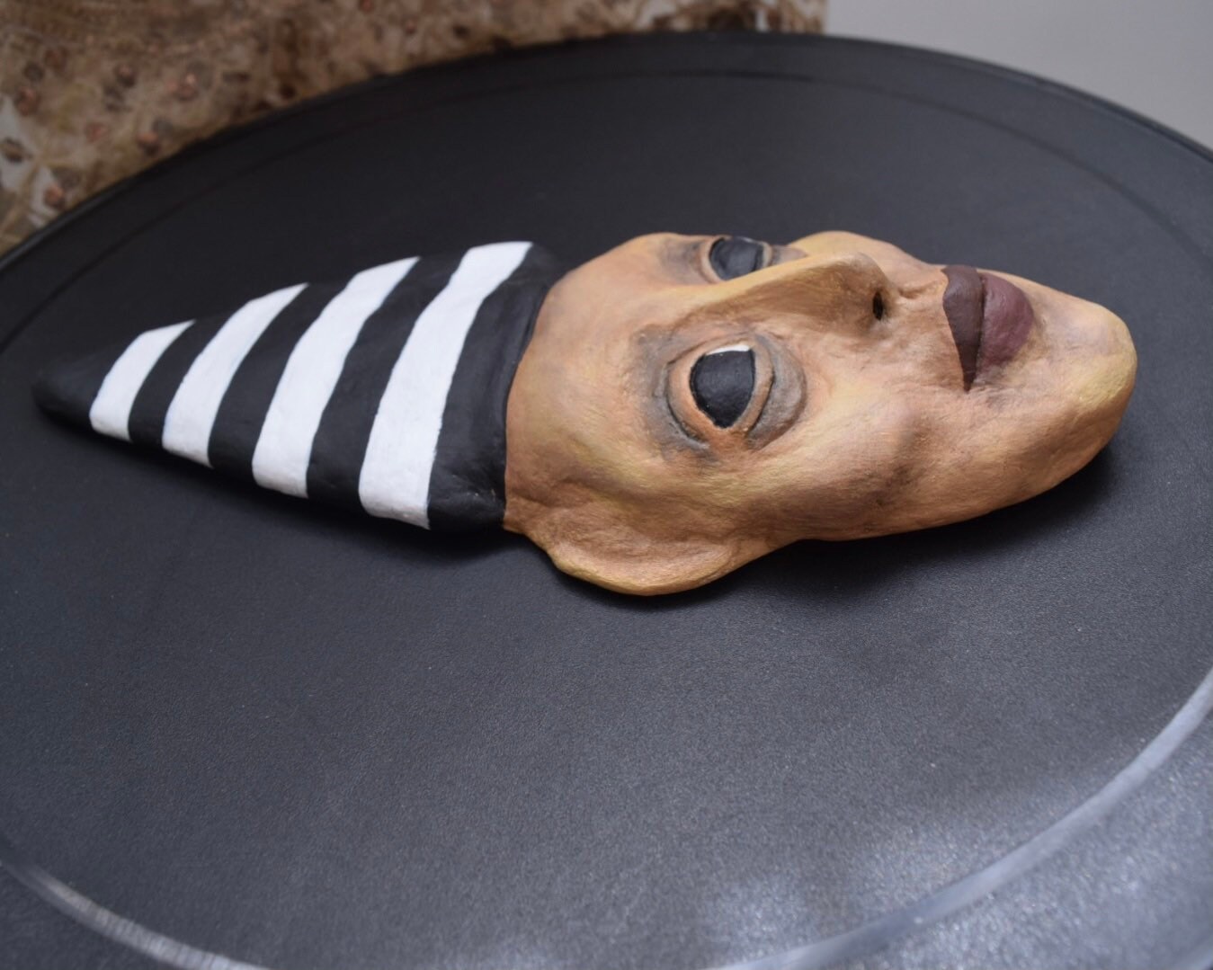 Paper Mache Face Figurine Creepy Art Creepy Clay Face Witch Etsy