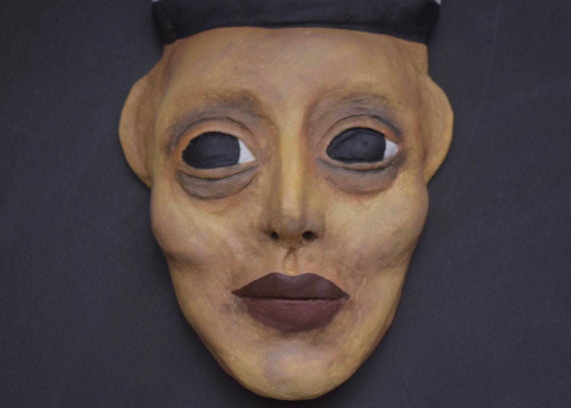 Paper Mache Face Figurine Creepy Art Creepy Clay Face Witch Etsy