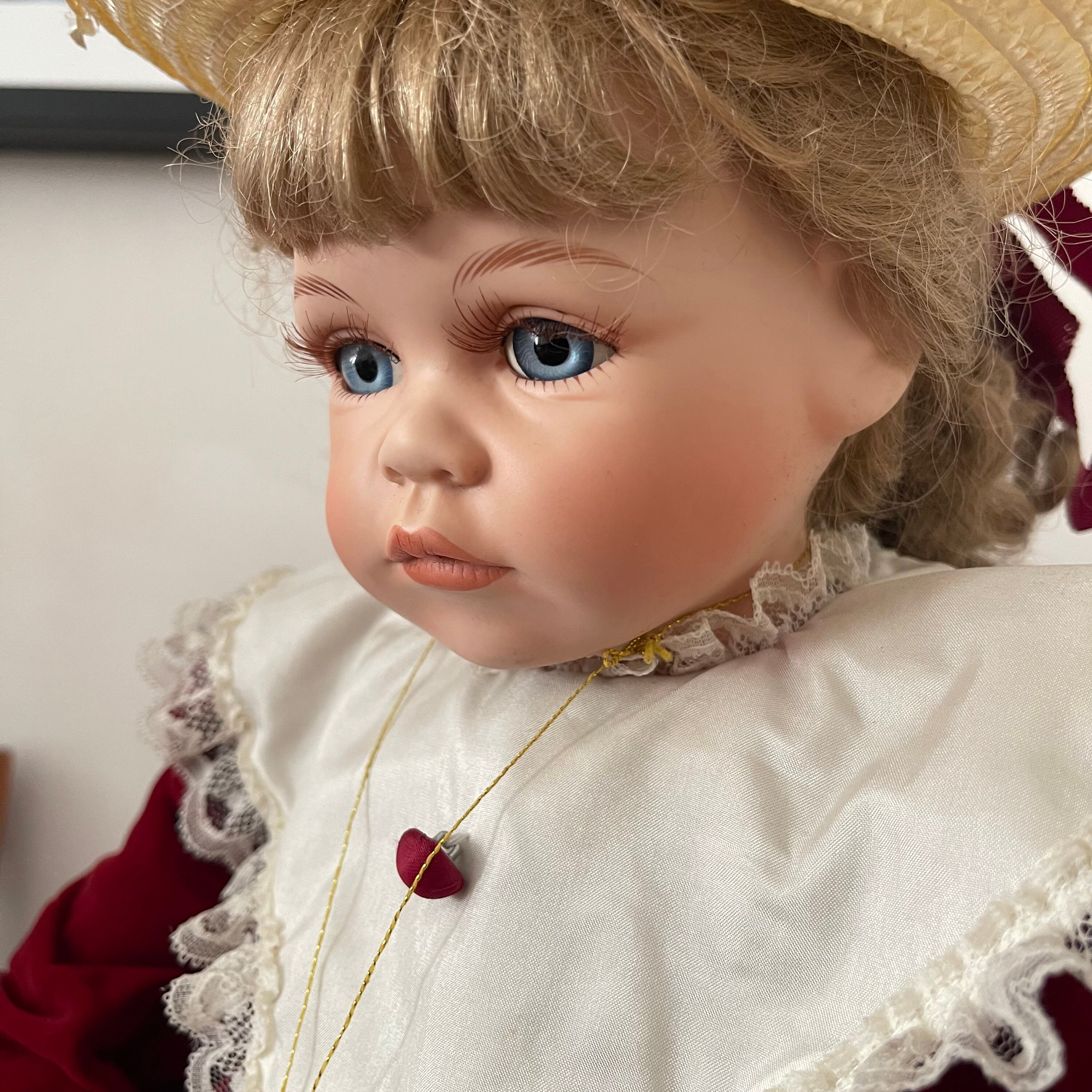 Large Vintage Alberon Doll Porcelain London Wearing Velvet Red Etsy
