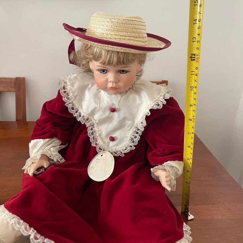Large Vintage Alberon Doll Porcelain London Wearing Velvet Red Etsy