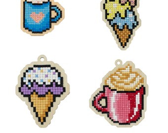 Diamond painting Charm Kit by Wizardi. Beginner Diamond art Ice Cream, Hot Chocolate, Coffee, Latte