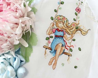 Dreamer Cross Stitch on Clothes. Water Soluble Canvas Cross Stitch Pattern. Magic Canvas Cross Stitch by MP Studia. SV-537