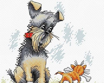 Dog & Puppies cross-stitch kit on Aida 14 count canvas. MP Studia SM-204