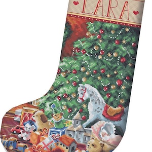 Сhristmas Stocking Christmas Tree  - Counted cross-stitch Kit on Aida 14 count canvas. Make DIY Stocking LetiStitch L8010