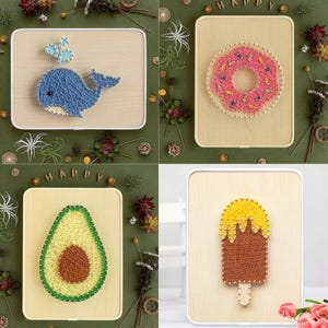 String Art DIY Kit – Whale, Donut, Avocado, and Ice Cream Designs by Wizardi F07-M12-3-DHBC