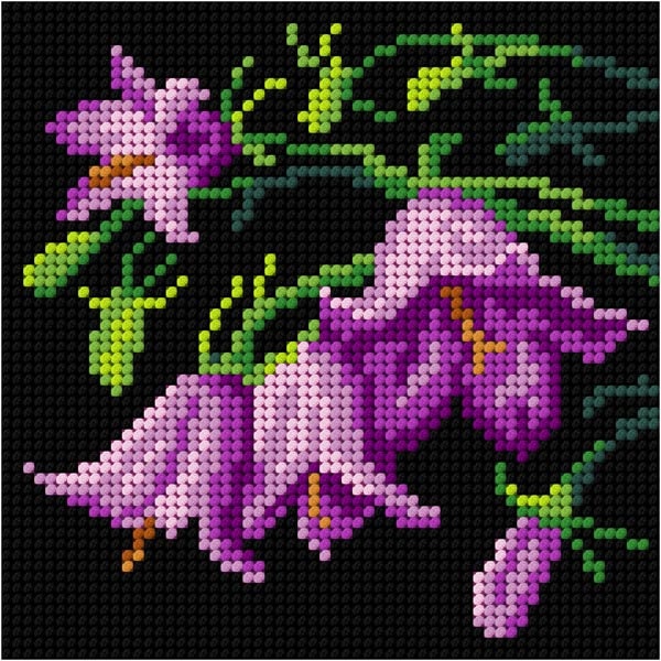 Flowers in the Garden. Needlepoint Canvas for Half Stitch without Yarn.  Printed Tapestry Canvas - Chamomiles, Violets. Orchidea 2411H