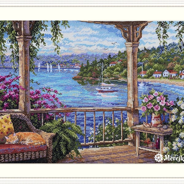 Tranquility - Counted Cross-Stitch Kit on Aida 16 Count Canvas. Beautiful Nature Cross Stitch Pattern by Merejka K-184