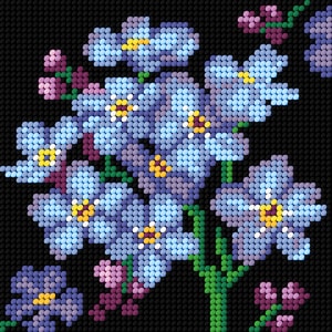 Gobelin canvas for halfstitch without yarn. Forget-Me-Nots. Blue Flowers. by Orchidea 3510D