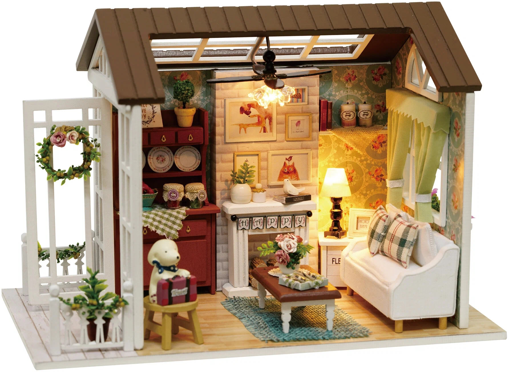 Miniature Wizardi Roombox Kit - Cozy Living Room. DIY Home Decor