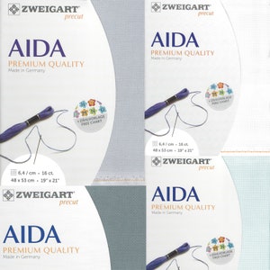 High Quality Zweigart AIDA 16 Count Fabric. Size 18.9*20.87 inches canvas. Ideal for Cross Stitch. 100% Cotton. Light and Grey Colors