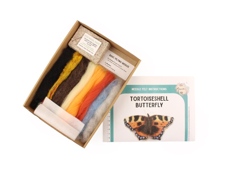 Tortoise Shell Kit Felting Kit - Tortoiseshell Butterfly Small Kit Needle Felting Kit. DIY ...