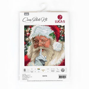 Christmas Secret Santa  - Luca-s counted cross-stitch kit on Zweigart Aida 16 count canvas. Santa Claus B2398L