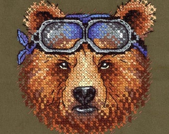 Bear Cross Stitch on Clothes. Water Soluble Canvas Cross Stitch Pattern. Magic Canvas Cross Stitch by MP Studia. SV-259