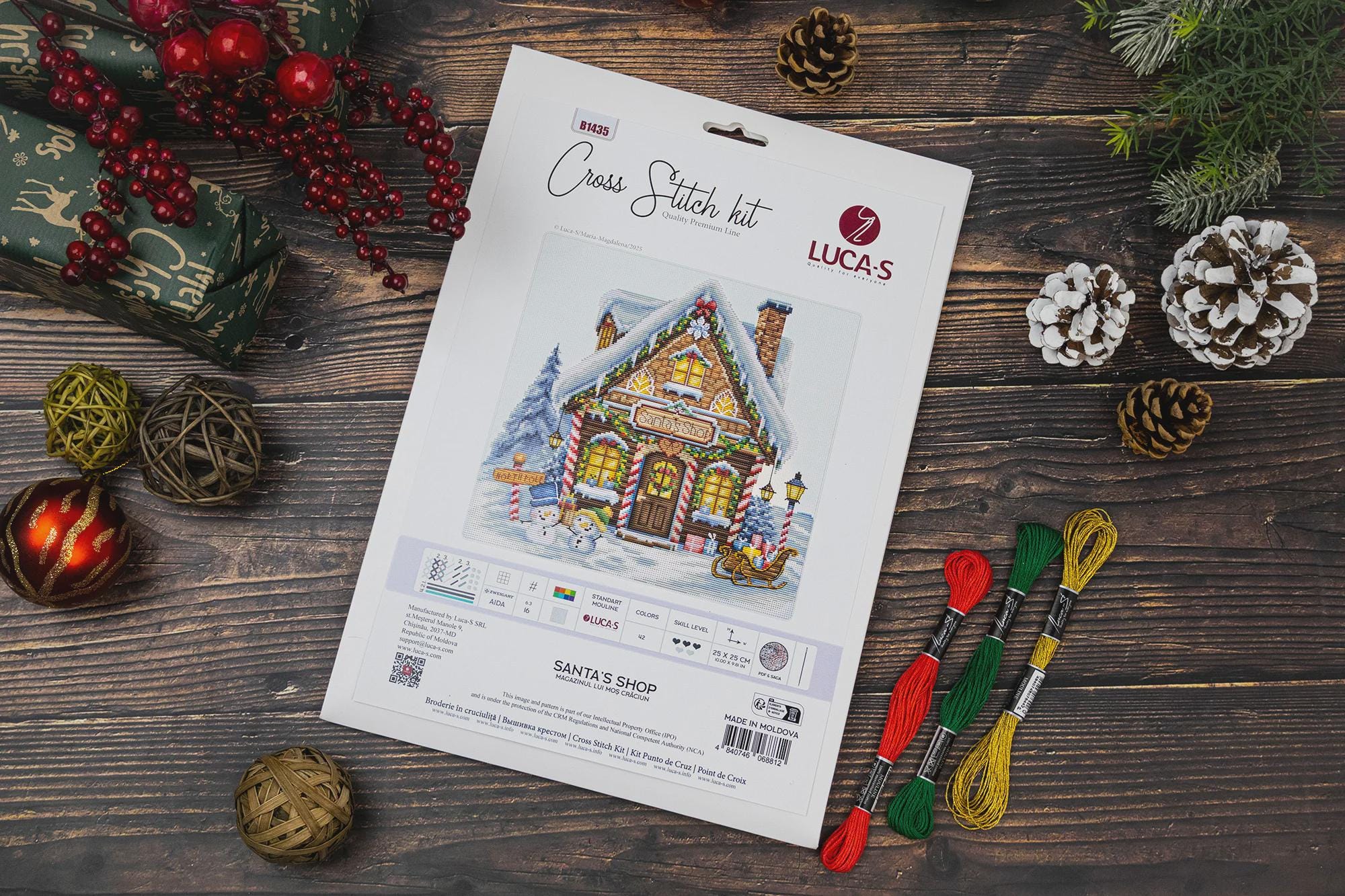 Counted Cross Stitch Kit - Santa’s Shop. Christmas Embroidery Pattern ...