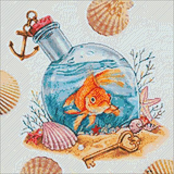 Golden Fish Diamond Painting Set by Crafting Spark. CS2721 Marine Diamond  Art Kit. Small Diamond Painting Kit 