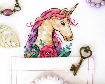 Unicorn Cross Stitch on Clothes. Water Soluble Canvas Cross Stitch Pattern. Magic Canvas Cross Stitch by MP Studia. SV-250