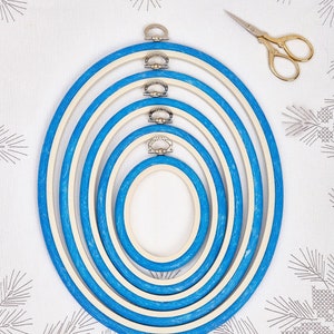 Oval Flexi Hoop Nurge Blue in Different Sizes. Good Stretch Plastic Framing Hoop. Frame 230-7 Blue