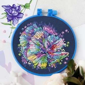 Colorful Fish cross-stitch kit on Aida 14 count canvas. I fulfill Desires. Neon Glitter. Easy & Fast Cross Stitch kit by Abris Art AHM-054