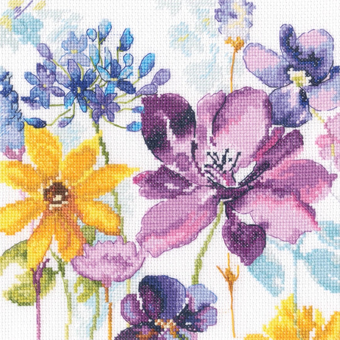 Flowers of Happiness - Counted Cross-stitch Kit on Aida 14 Count