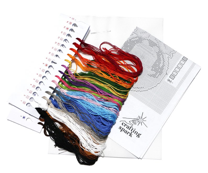 Сounted Cross Stitch Kit with Plastic Canvas - Gnomes in Cups by Crafting Spark 183CS image 2