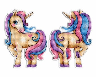 Plastic Canvas Magic Unicorn  - counted cross-stitch double-sided or two 1-sided ones kit on the plastic canvas. MP Studia SR-317