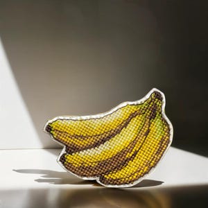 Cross Stitch Kits on a Plastic Base. Banana Fruit Embroidery DIY Cross-Stitch Magnet for Decor by Wonderland Crafts FLX-058