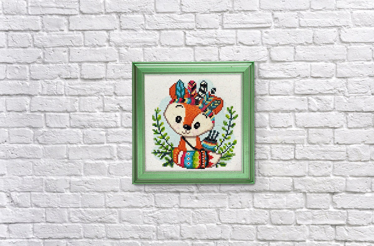 Snow Baby Fox - Animals 5D Diamond Painting - DiamondByNumbers - Diamond  Painting art