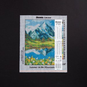 Lake and Mountains. Needlepoint Canvas for Half Stitch without Yarn. Printed Tapestry Canvas -  Alps and Nature. Orchidea 2624F