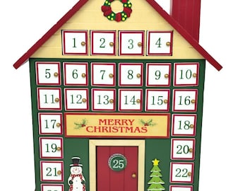 Christmas Cottage Wooden Advent Calendar – A Festive Countdown to Christmas with 24 Doors by Wizardi F07M6-17