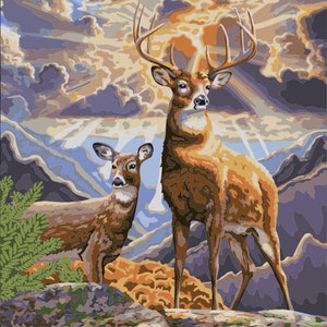 Paint by Numbers kit Forest Deer H062 19.69 x 15.75 in DIY Acrylic Painting USA Shipping Handmade Gift