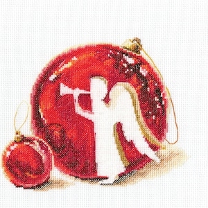 Christmas Red Ball with Angel counted cross-stitch kit on Aida 14 count canvas. Сhristmas Magic RTO M645