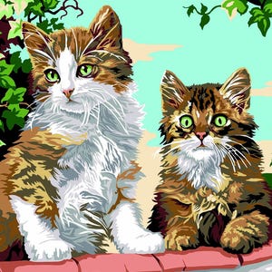 Kittens Make the Wall. Needlepoint Canvas for Half Stitch without Yarn. Printed Tapestry Canvas by Seg De Paris SE926.199