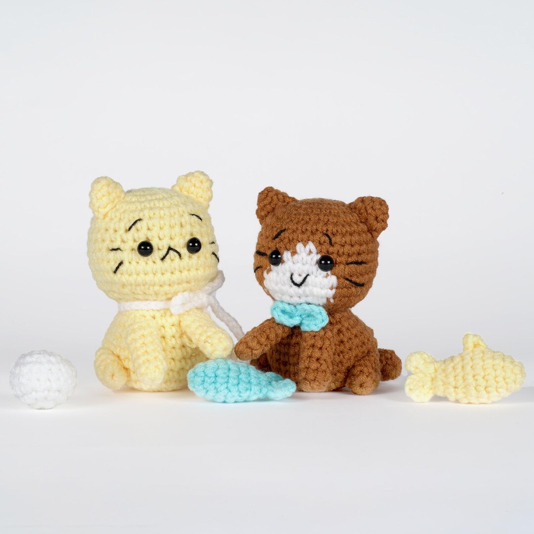 Cats Amigurumi DIY Crochet Kit. Handmade Kittens Toy Kit for Beginners ...
