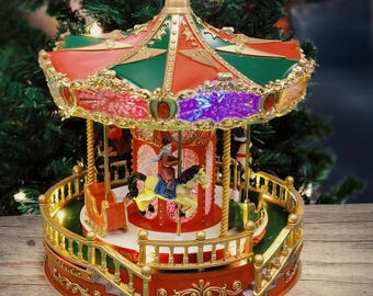 Mr. Christmas Gold Label Crescent Park Carousel Lighted Musical